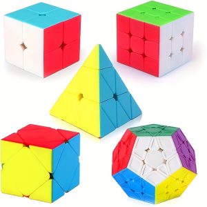 5-Piece Speed Cube Set ?C 2x2, 3x3, Pyramid, Smooth & Stickerless