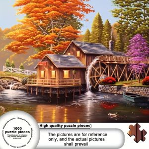 1000-Piece Autumn Watermill Puzzle